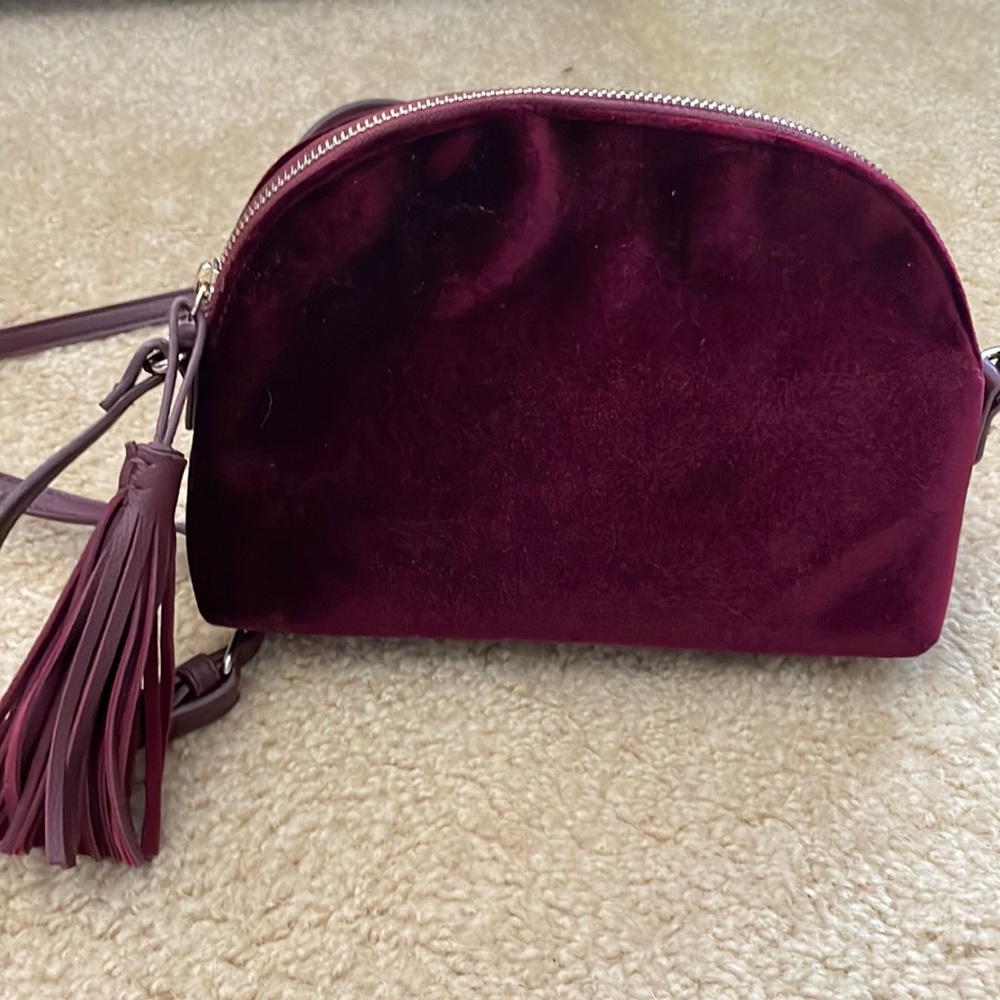 Dark red velvet handbag